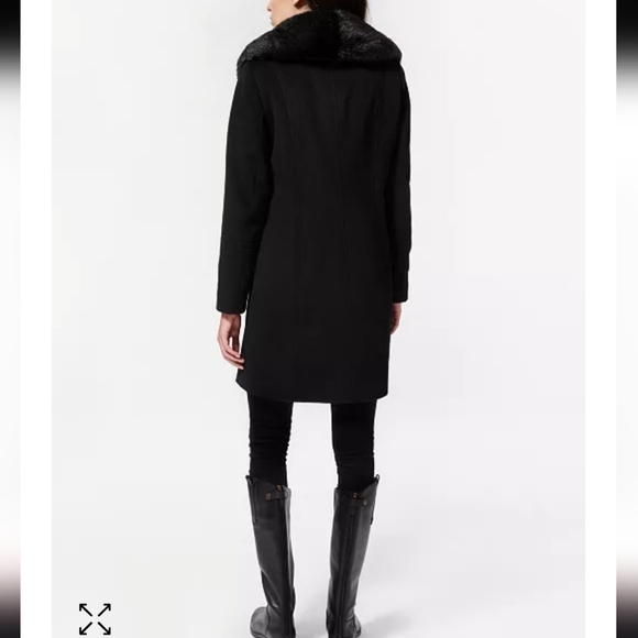 Via Spiga Faux Fur Collar Wool Trim Coat - Picture 10 of 11